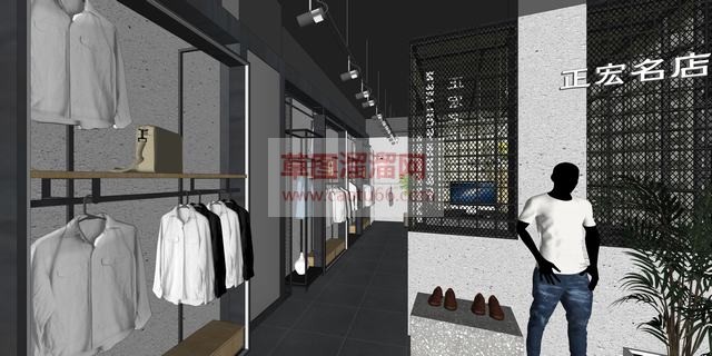 工业风格衣服服装店SU模型 5