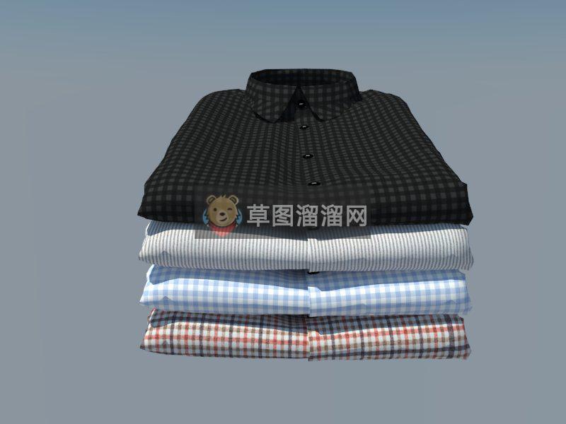 堆叠衬衫衣服SU模型 1