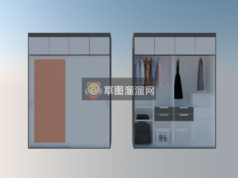 现代衣柜衣服SU模型 1