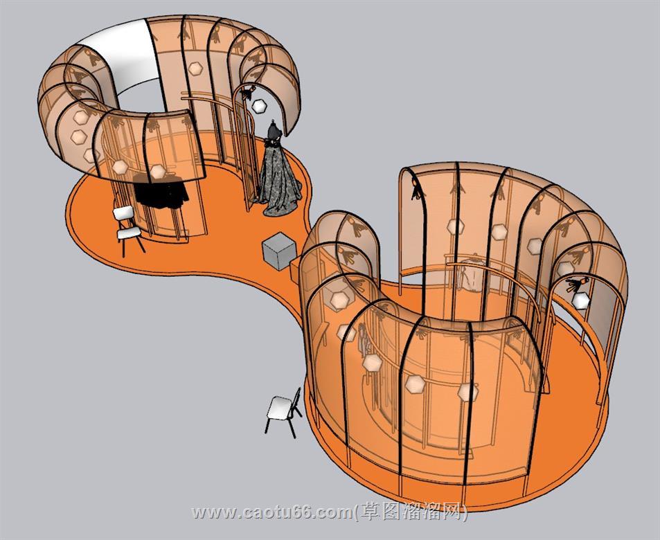 服装店展位SU模型 1