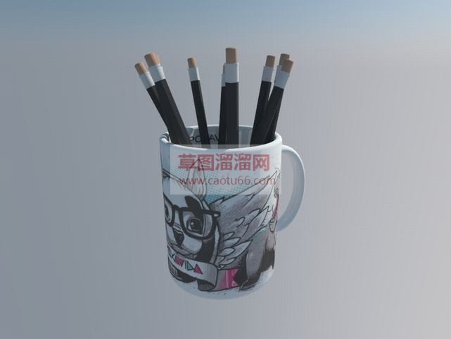 杯子铅笔笔筒SU模型 1