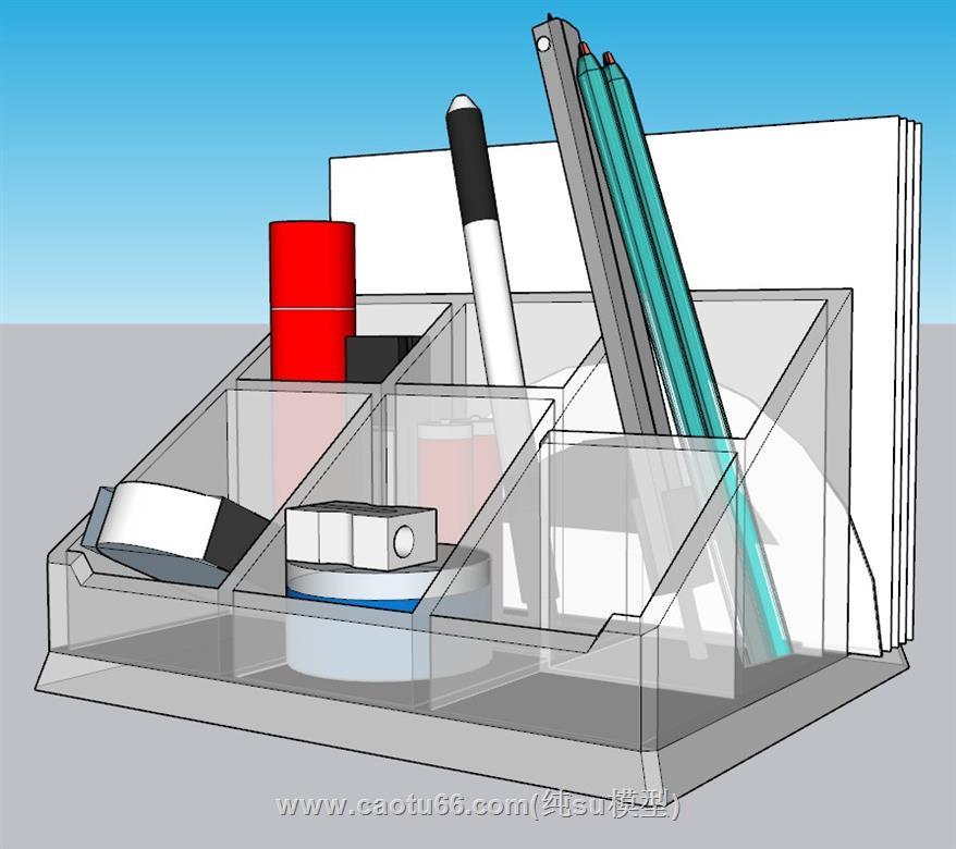 笔盒笔筒文具SU模型 1