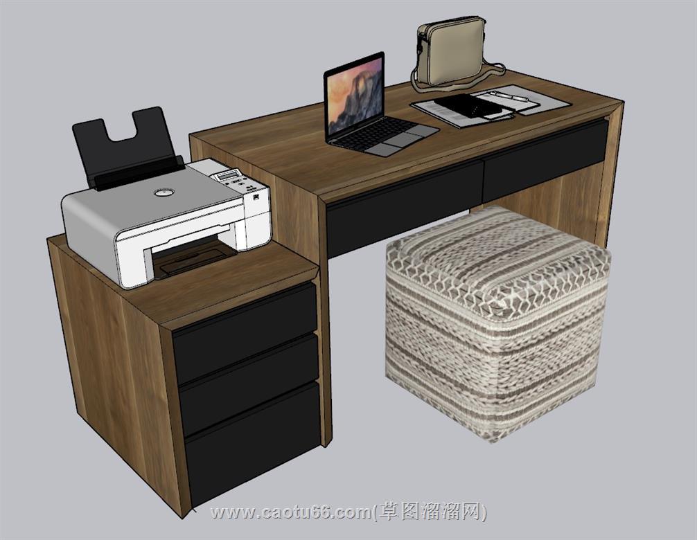 办公桌书桌写字桌SU模型 2