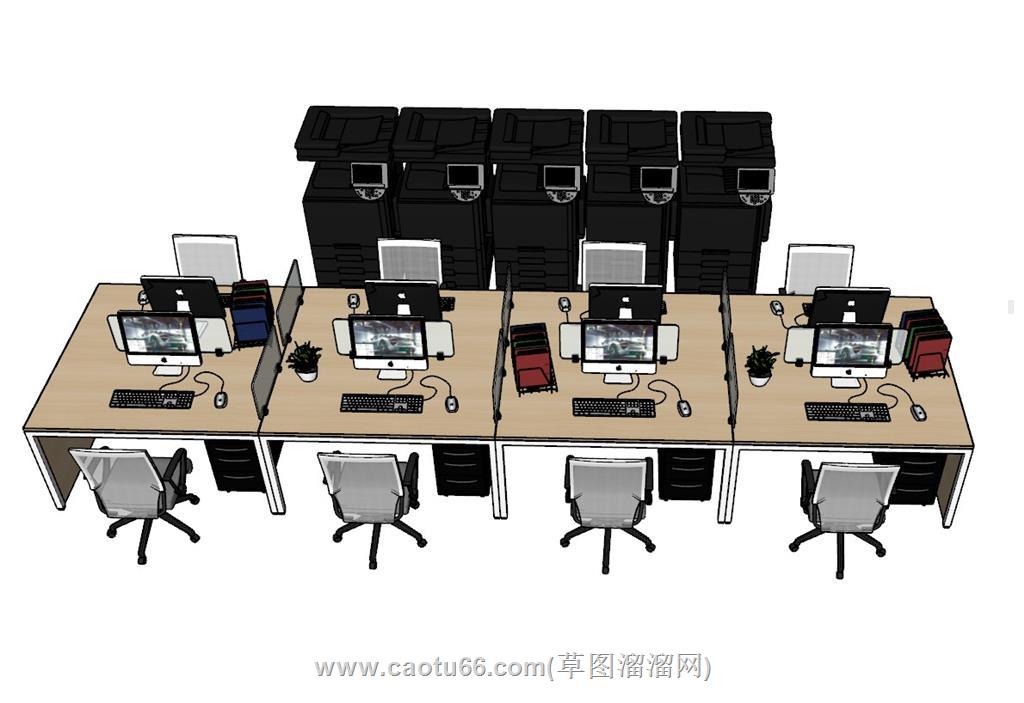 员工办公桌SU模型 2