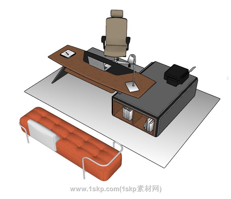老板办公桌SU模型 3