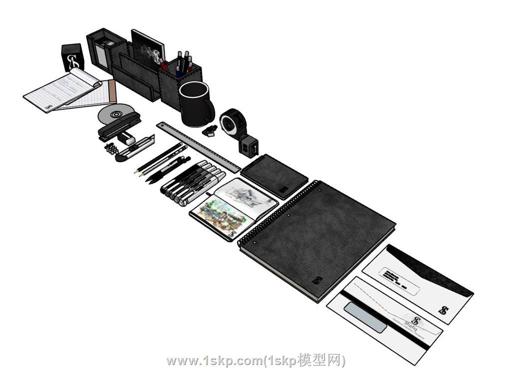 文具信封笔记本SU模型 2