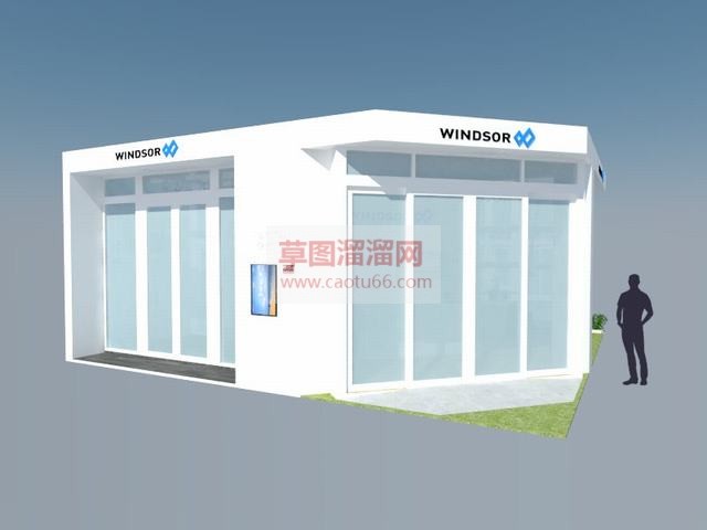 玻璃房展厅建筑SU模型 1