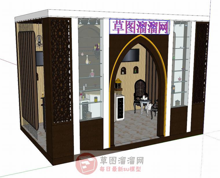 香水店展厅展位SU模型 1