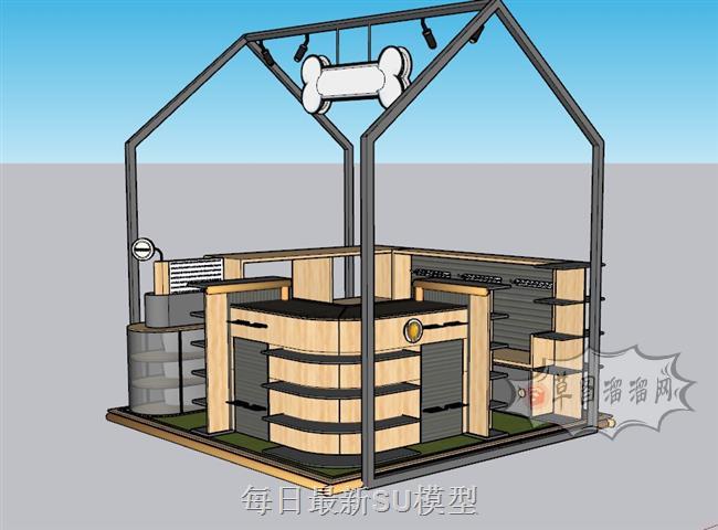 狗粮店展厅展位SU模型 1