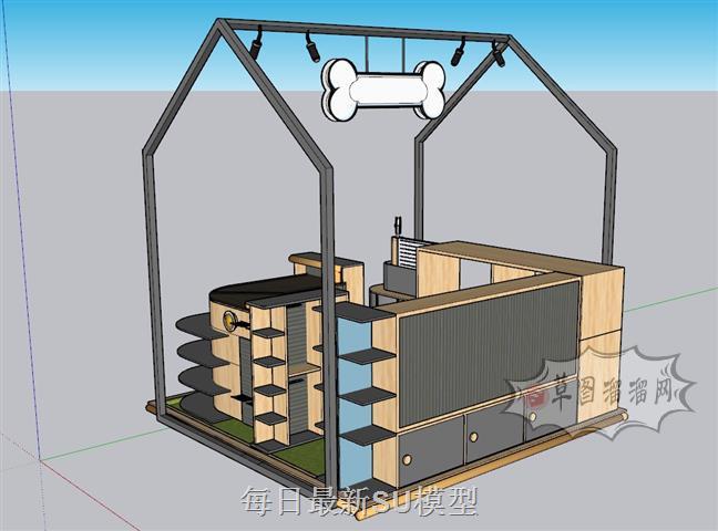 狗粮店展厅展位SU模型 2