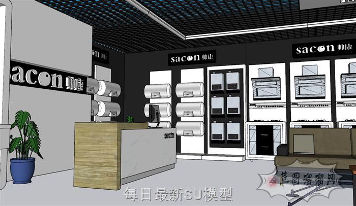 抽油烟机橱柜专卖店SU模型 2