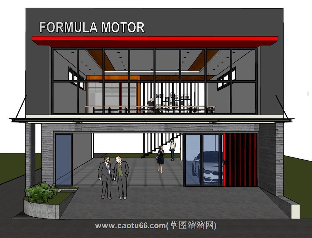 汽车销售展厅SU模型 1