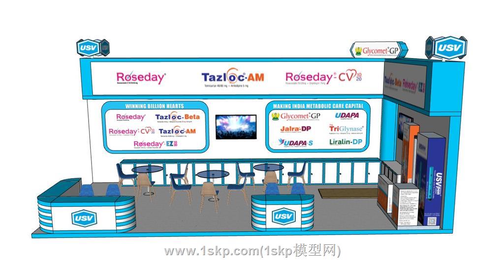 外国展厅展位SU模型 1