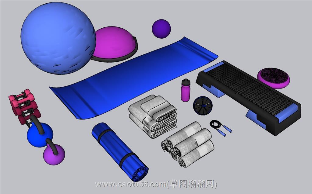 瑜伽健身器材SU模型 1