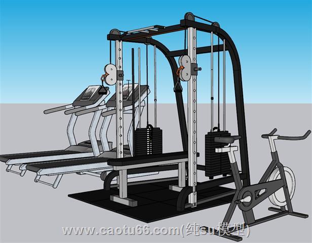 健身器材跑步机动感单车SU模型 1