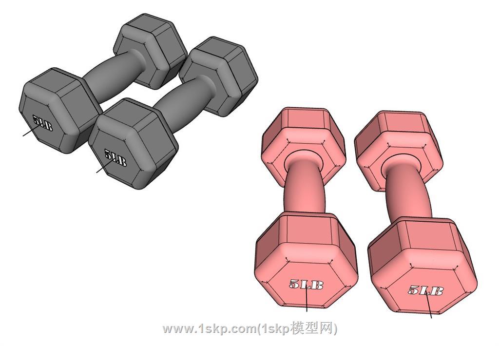 健身哑铃SU模型 1