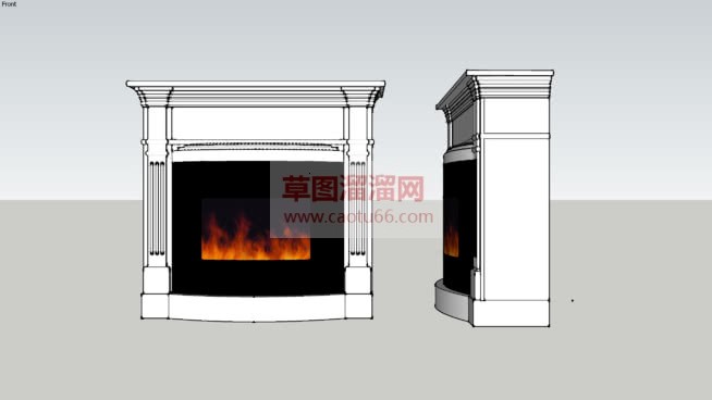 电壁炉火炉草SU模型 1