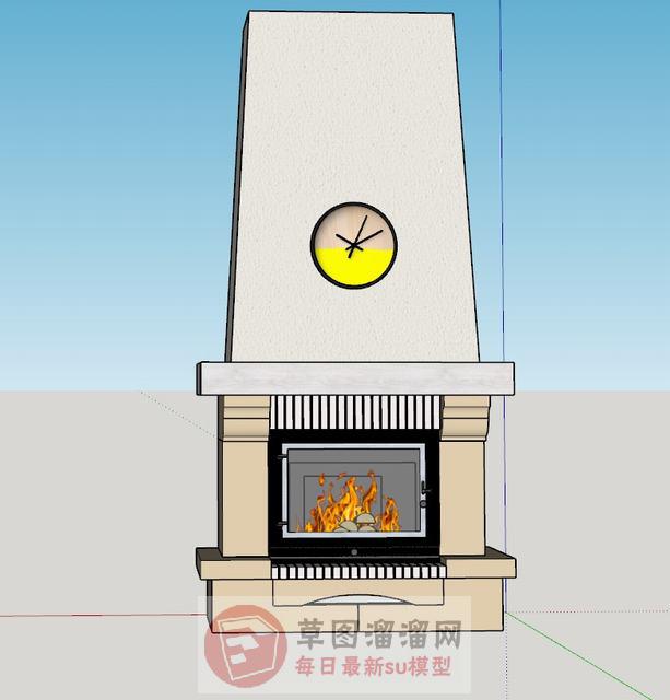 欧式壁炉时钟SU模型