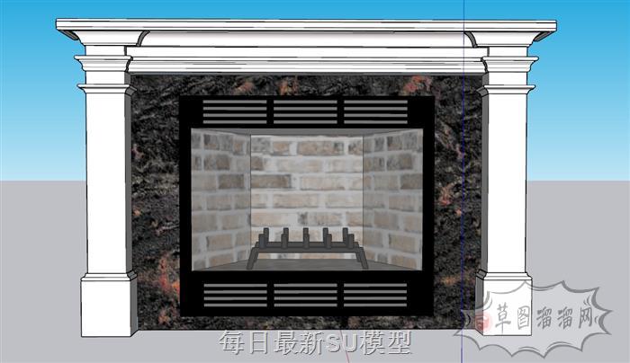 壁炉暖炉火炉SU模型 1