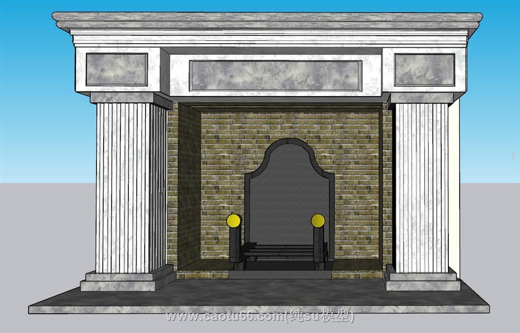 欧式壁炉火炉SU模型 1