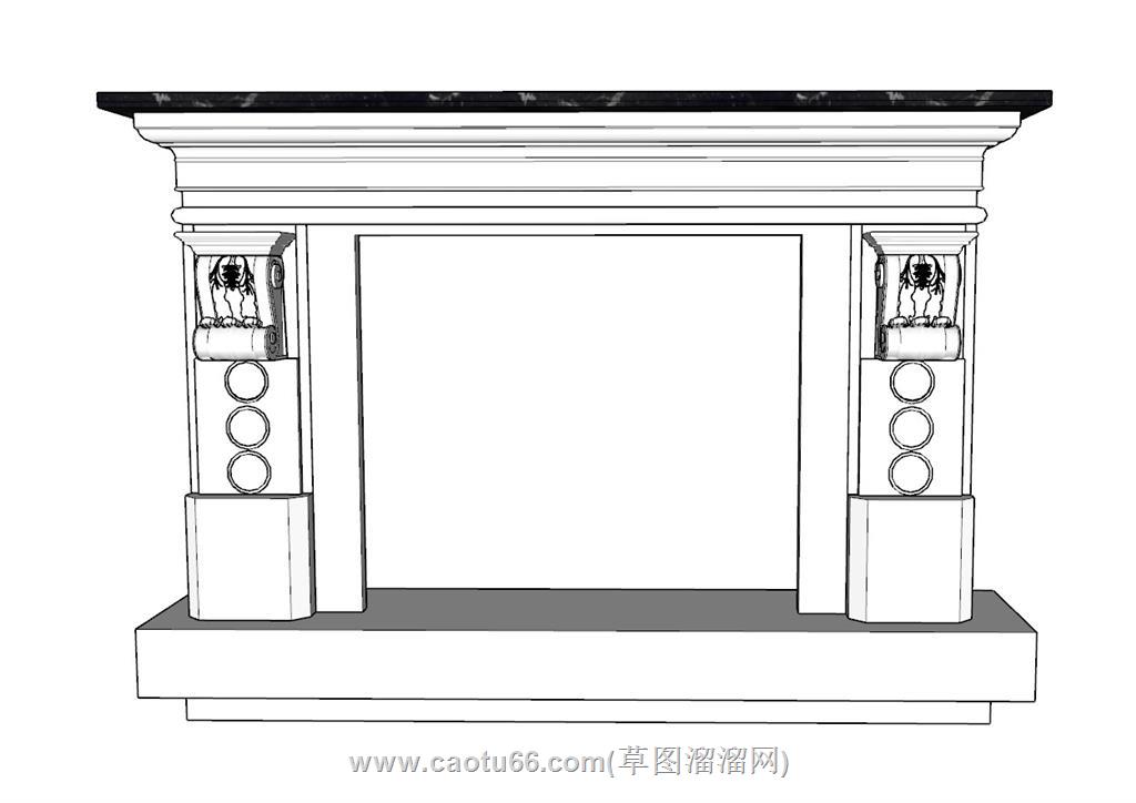 北欧壁炉SU模型 1