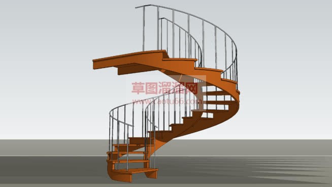 室内旋转楼梯SU模型 1