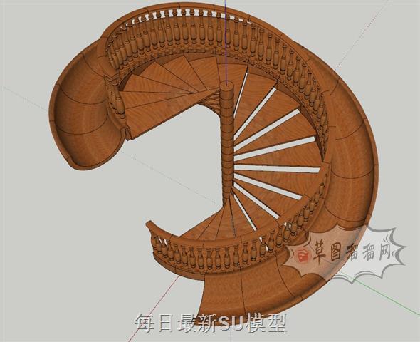 旋转梯螺旋梯室内楼梯SU模型 1