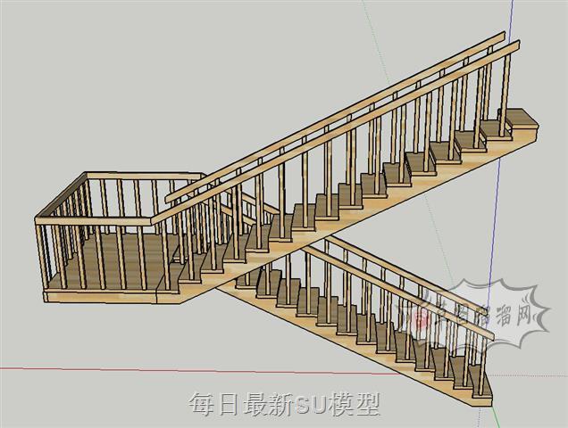 剪刀楼梯扶梯SU模型 1