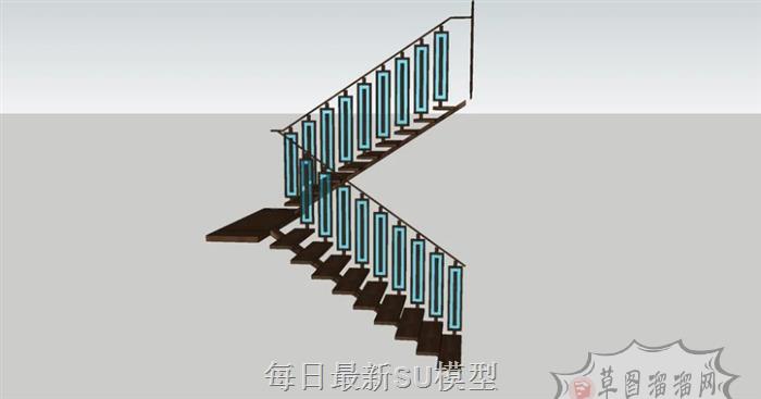 剪刀楼梯旋转梯SU模型 1