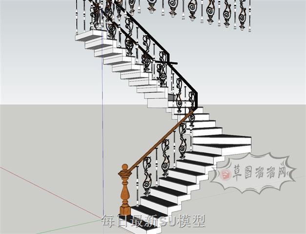 扶手楼梯SU模型 1