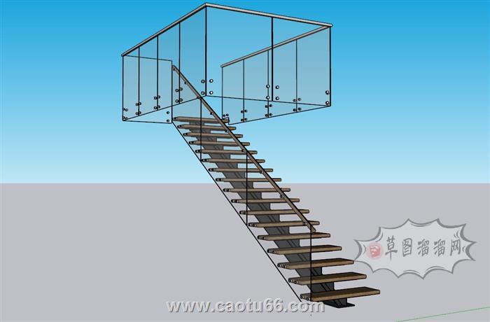 室内楼梯扶梯直梯SU模型 1