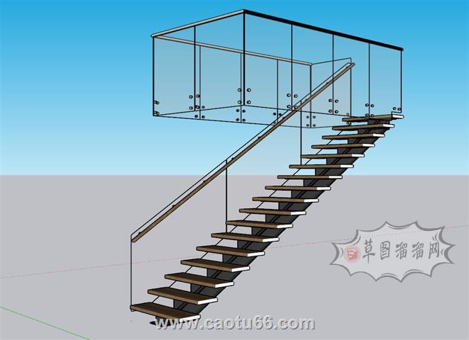 室内楼梯扶梯直梯SU模型 2