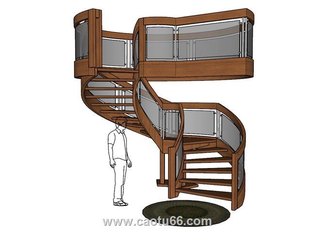 旋转楼梯螺旋梯SU模型 1