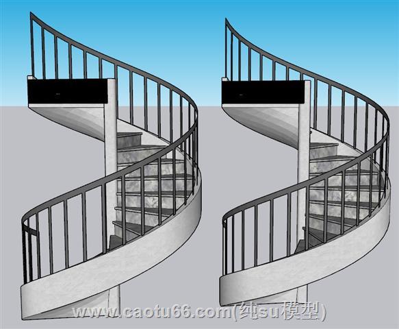 螺旋楼梯旋转梯SU模型 1