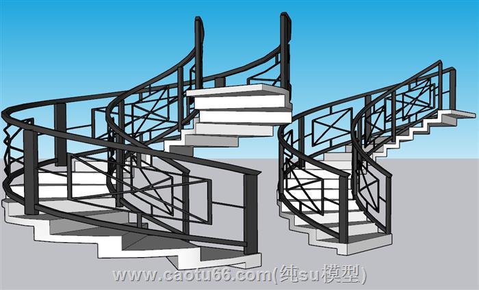 旋转梯螺旋梯楼梯SU模型 1