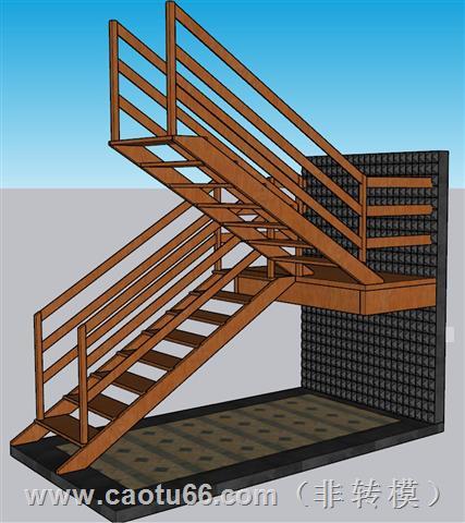 木质楼梯SU模型 1