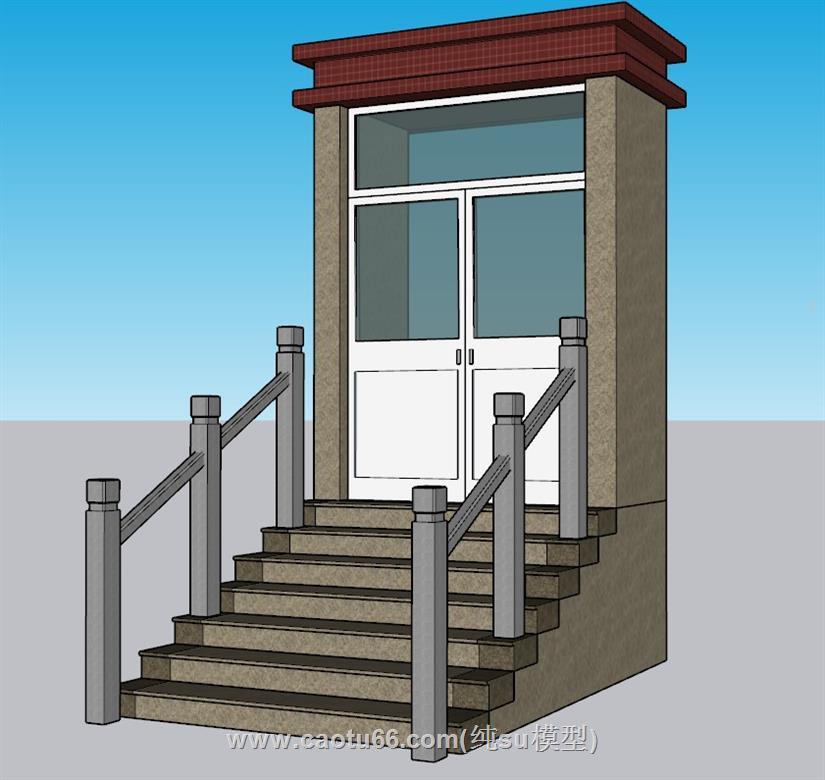 楼梯台阶大门SU模型 1