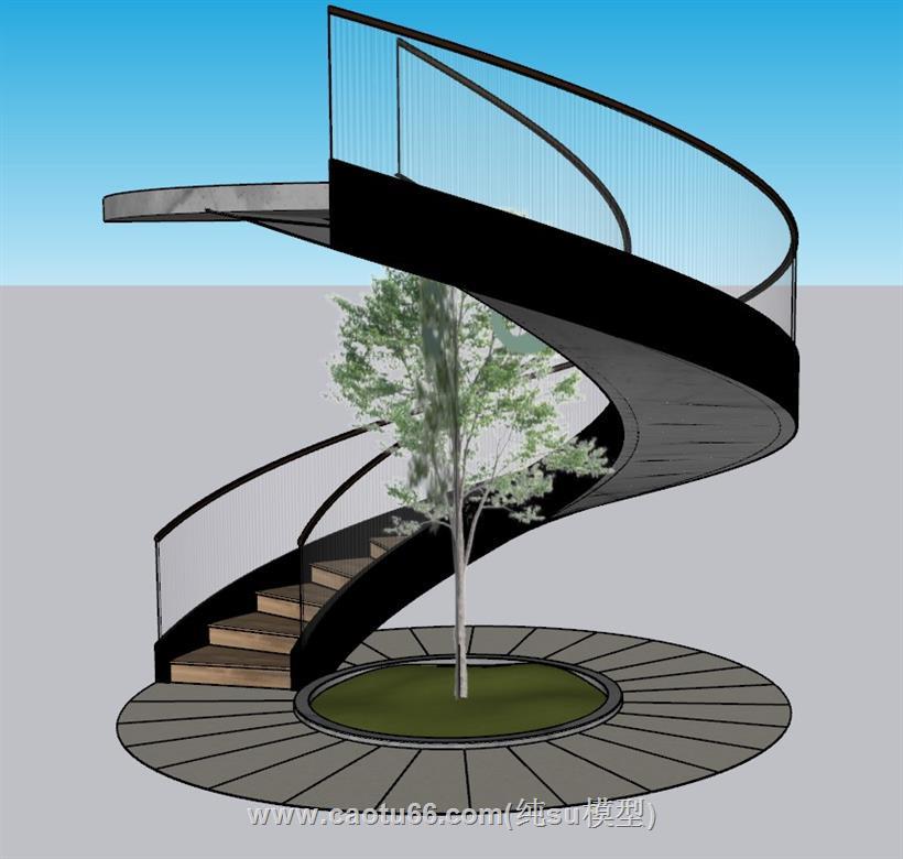 旋转楼梯螺旋梯SU模型 1