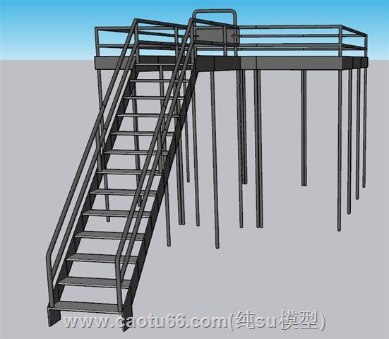 工业楼梯平台SU模型 1