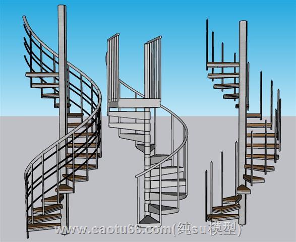 旋转楼梯螺旋梯楼梯SU模型 1
