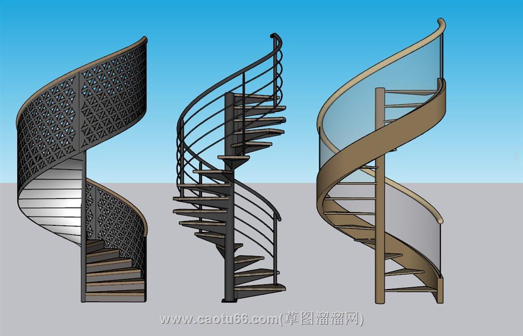 旋转楼梯螺旋梯SU模型 2