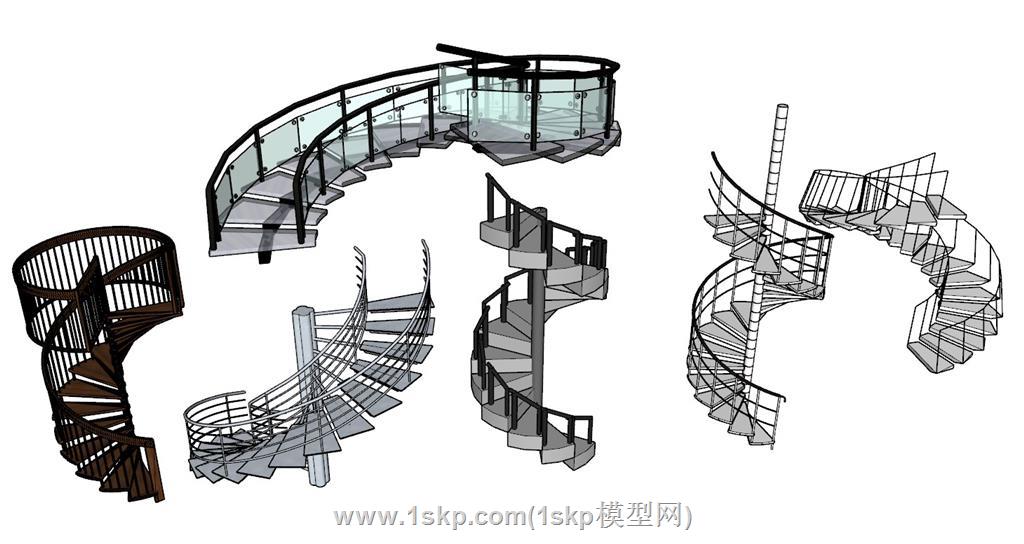 螺旋梯旋转楼梯SU模型 1
