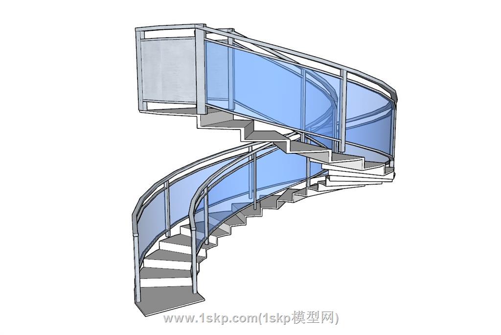 玻璃旋转楼梯SU模型 2