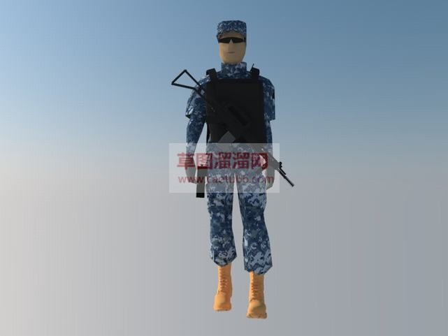 武警士兵警察SU模型 1