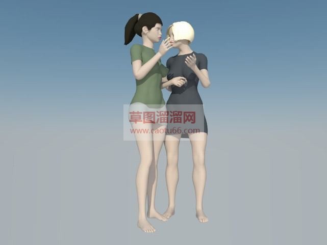 两个女孩人物SU模型 1