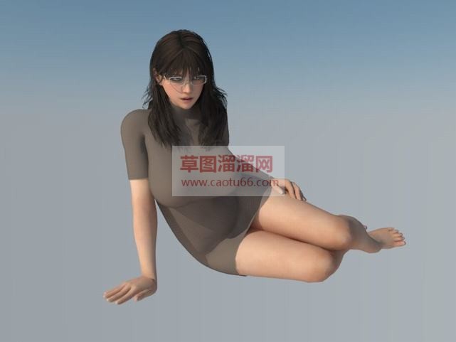 画女秘书人物SU模型 1