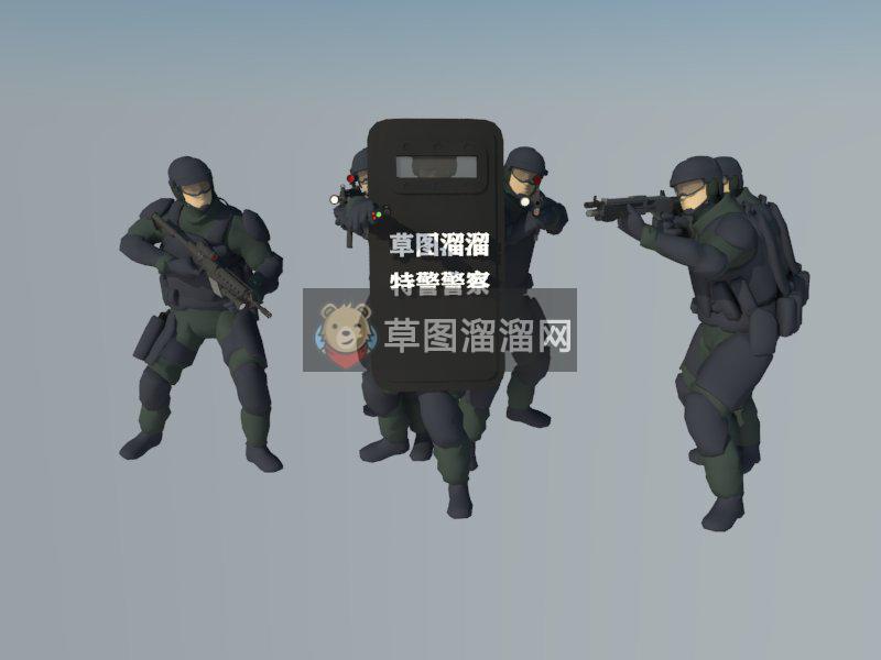 特警警察人物SU模型 1