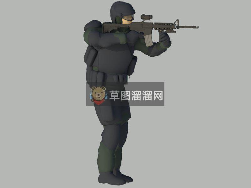 特警警察人物SU模型 1