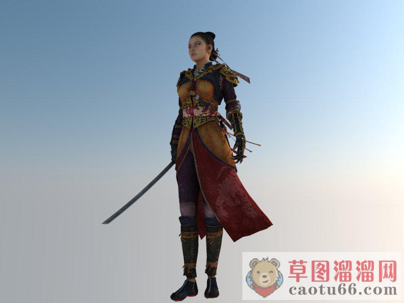 美女武士游戏SU模型 1