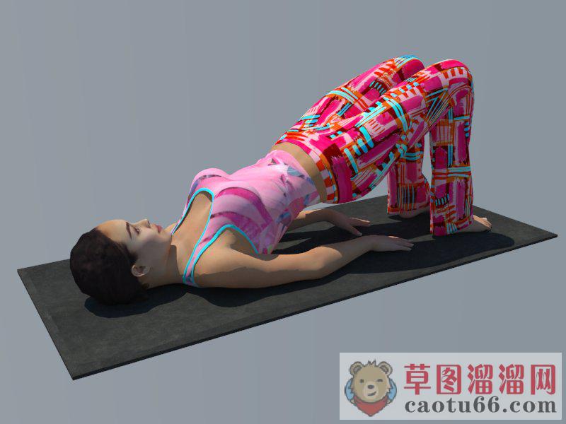 3D瑜伽女人SU模型 1